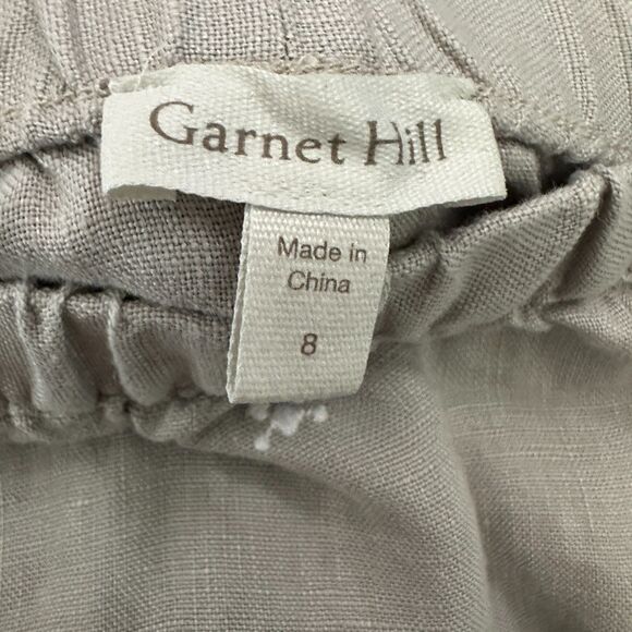 Garnet Hill Embroidered 100% Linen Pull-On Mini Skirt Coastal Resort Summer Sz 8 - Picture 6 of 8